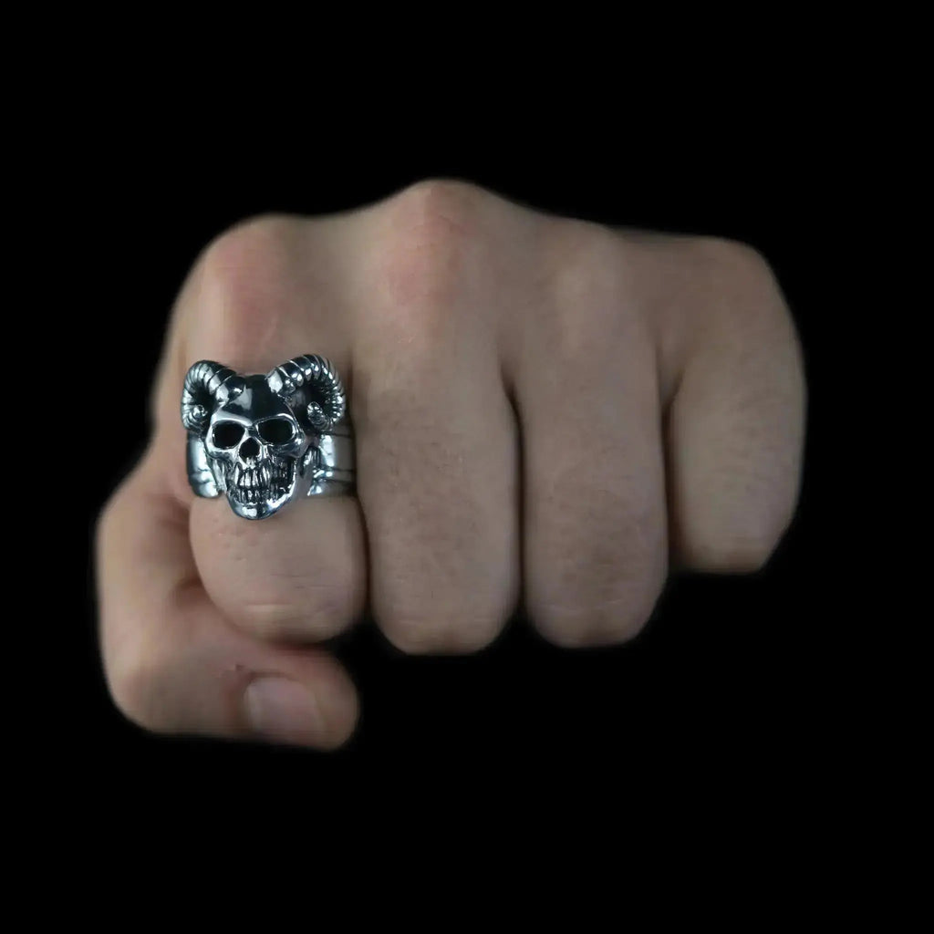 Sabbath Horned Skull Ring Curiouser Collective