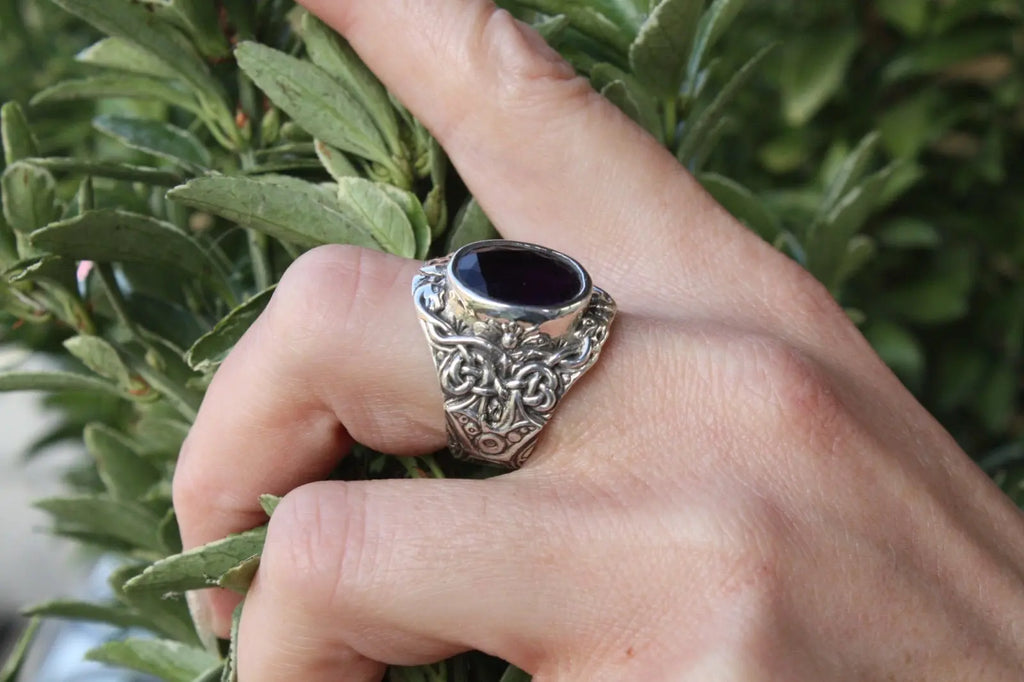 Celtic Amethyst Stone Ring Curiouser Collective
