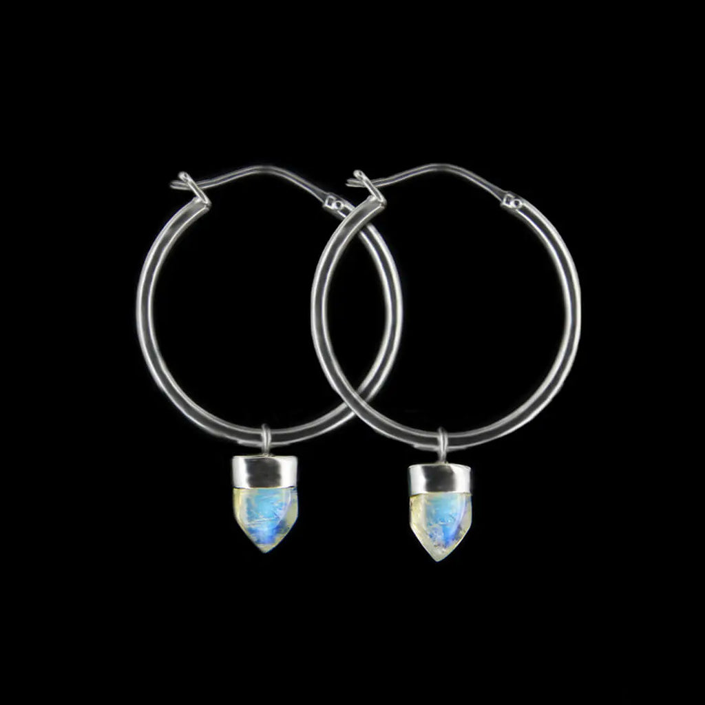 Classic Hoop Earrings with Shard Gemstone - Moonstone Curiouser Collective
