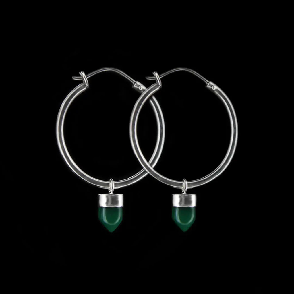 Classic Hoop Earrings with Shard Gemstone - Peridot Curiouser Collective