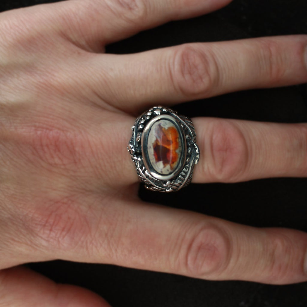 Dumbledore Ring Mexican Fire Opal - H.P Curiouser Collective
