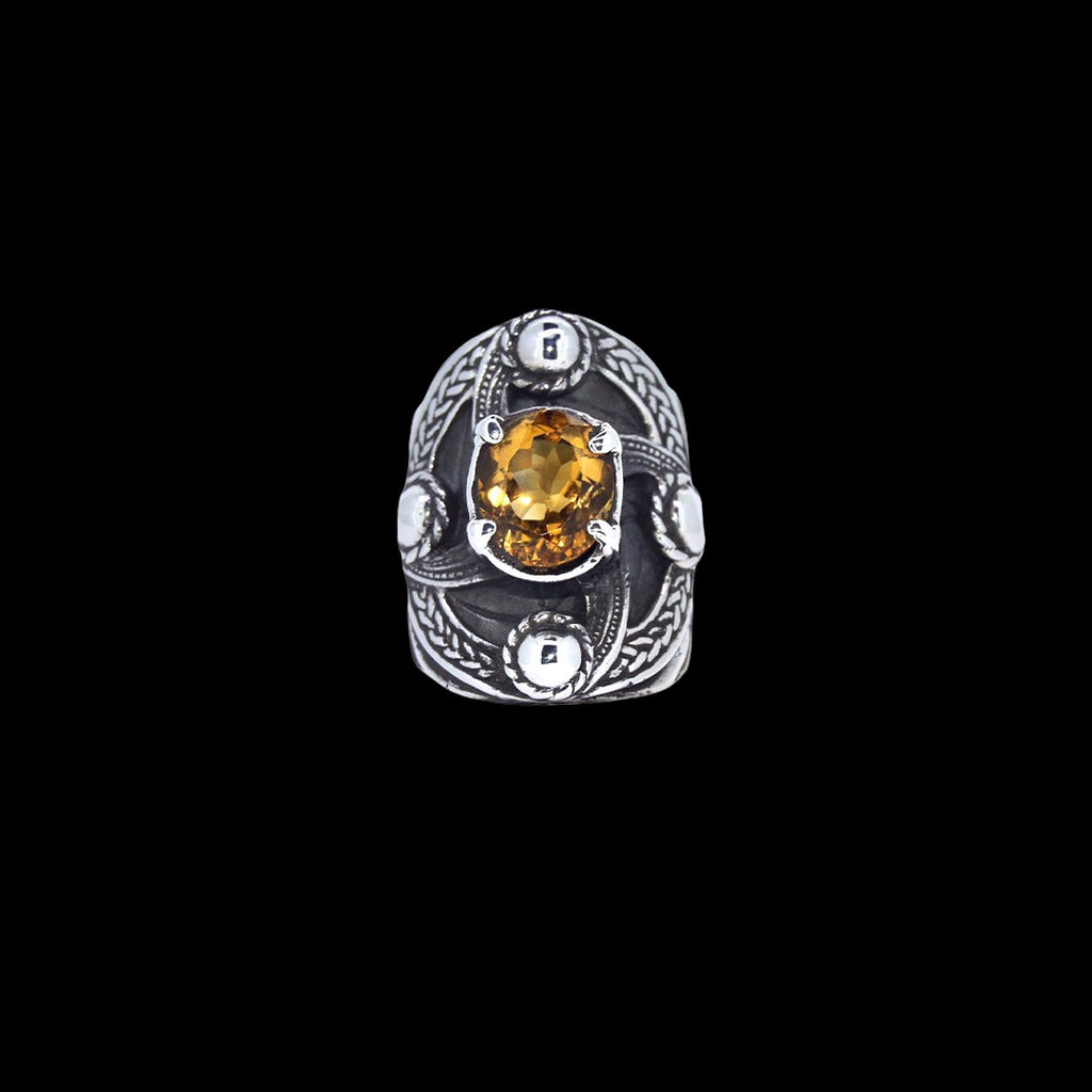 Faceted Citrine Shield Ring Curiouser Collective