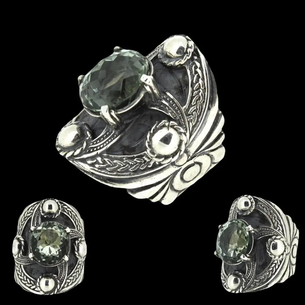 Faceted Green Amethyst Shield Ring Curiouser Collective