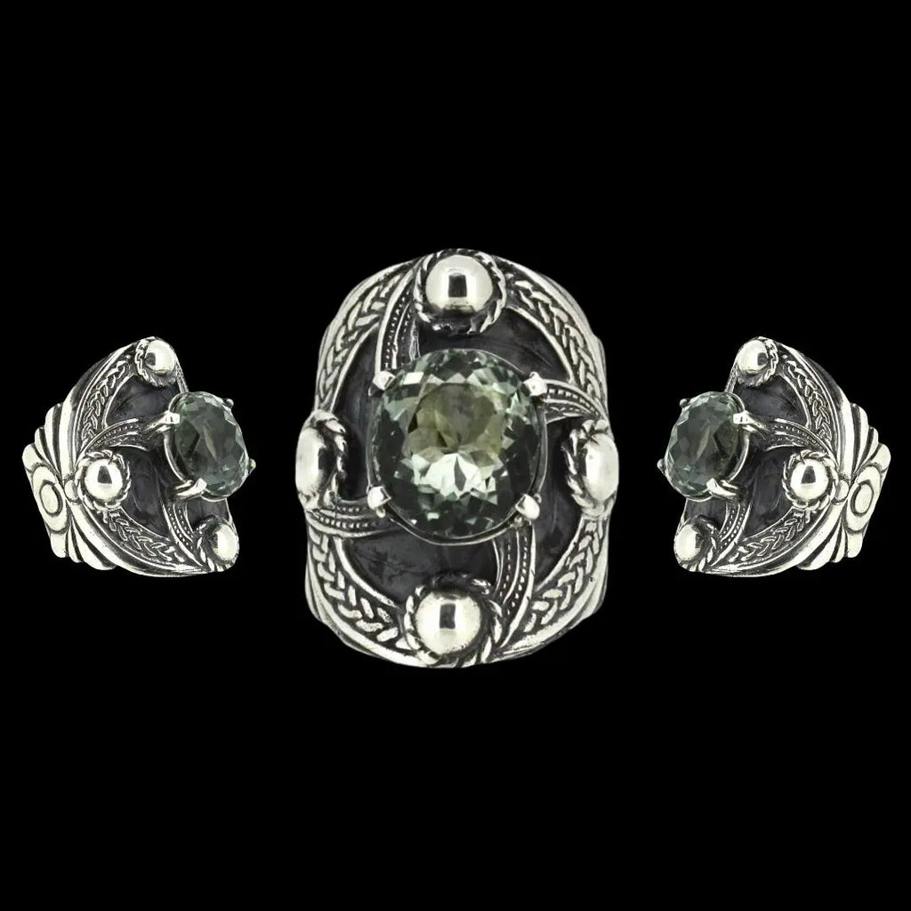 Faceted Green Amethyst Shield Ring Curiouser Collective