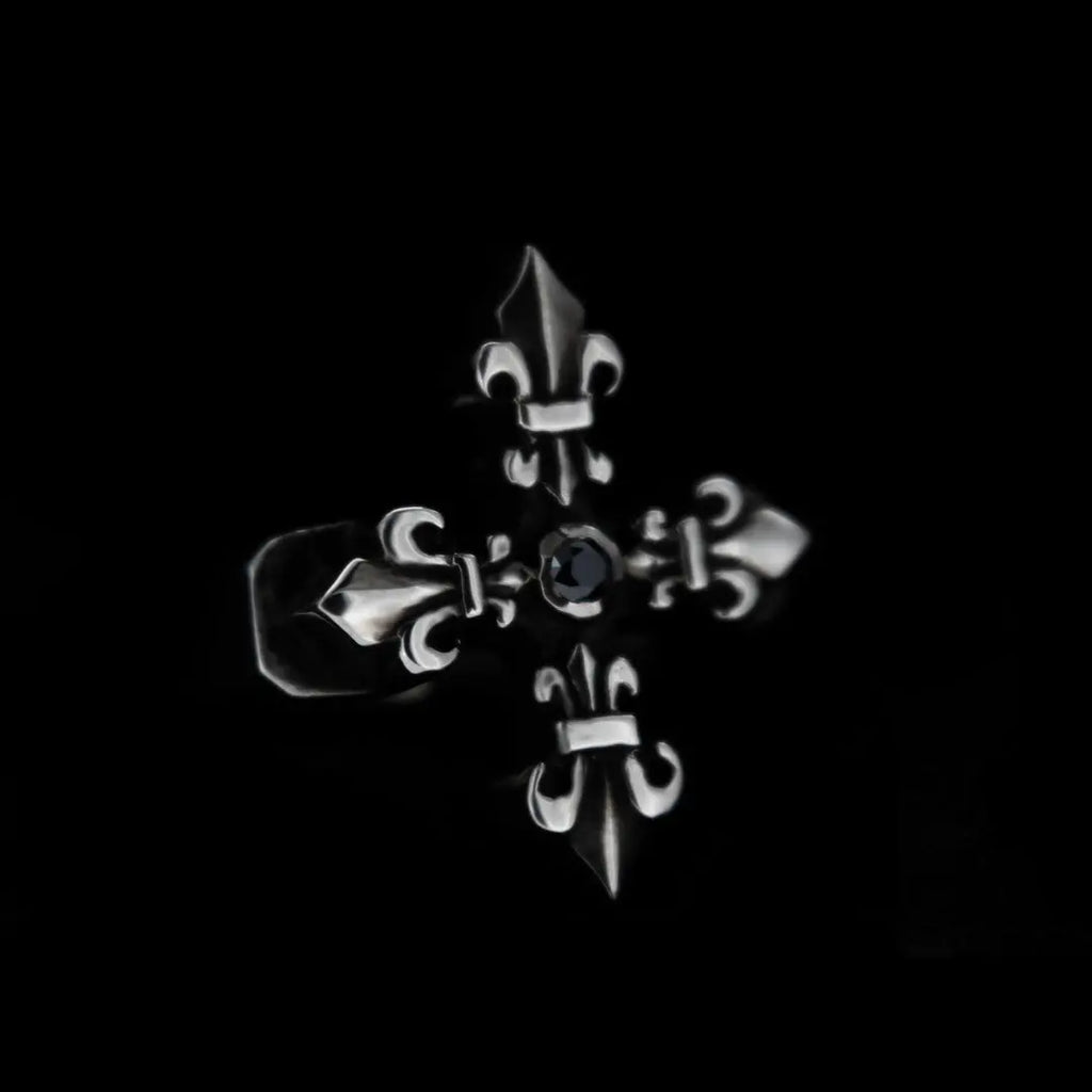 Gothic Cross Ring - Garnet Curiouser Collective