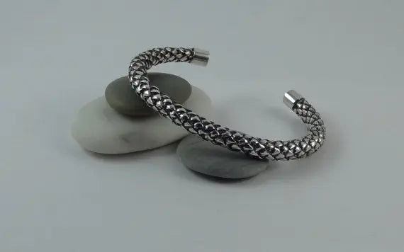 Hand Made Silver Catkin Cuff Bangle Curiouser Collective