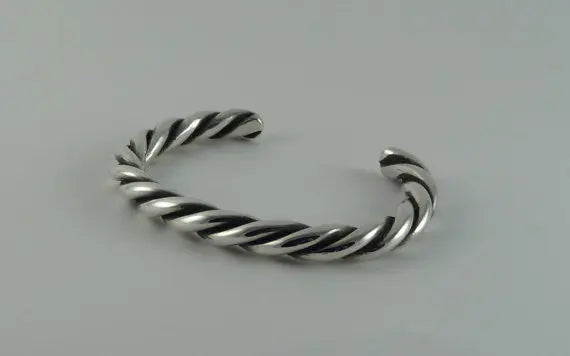 Heavy Twisted Silver Cuff Bangle Curiouser Collective