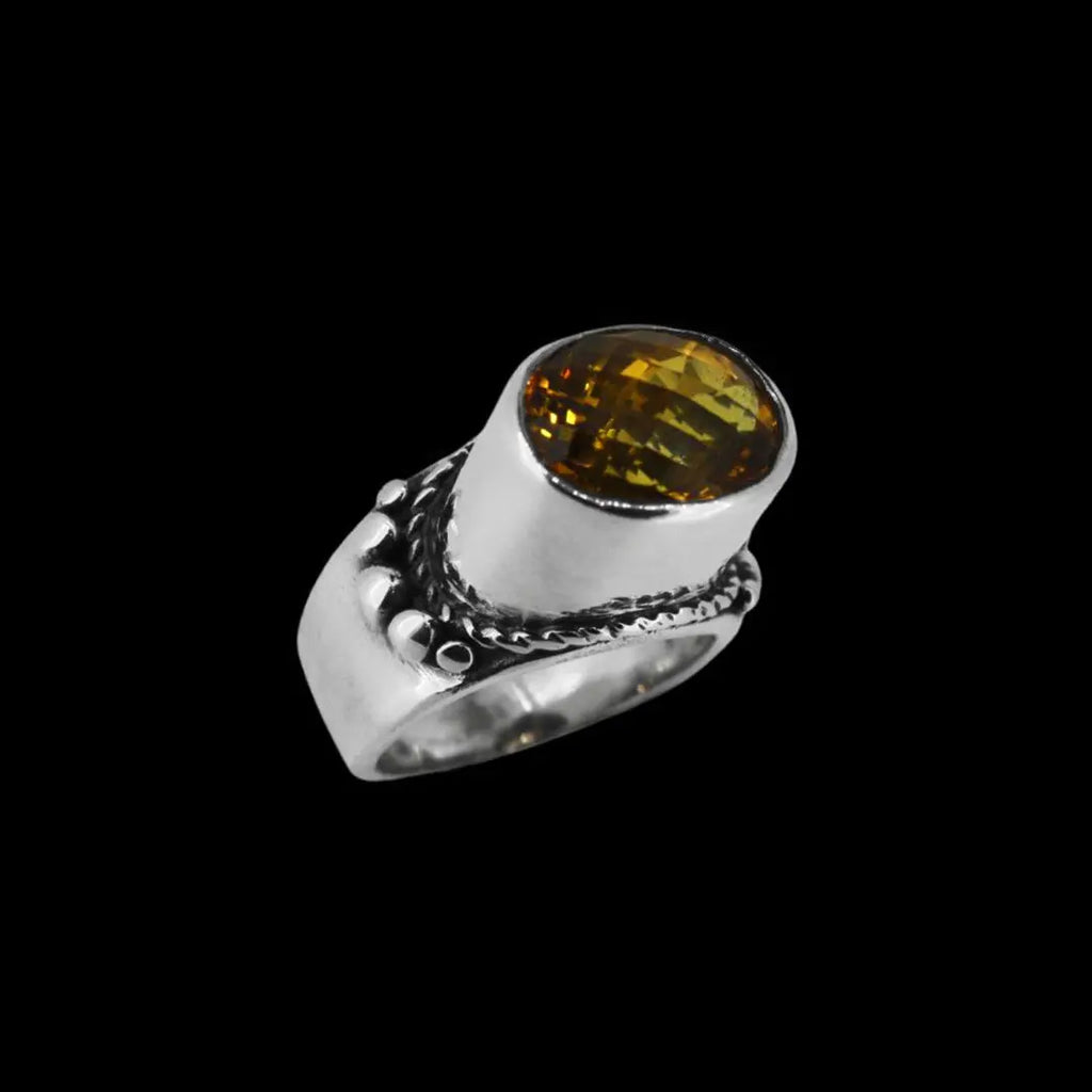 High Set Faceted Citrine Ring Curiouser Collective