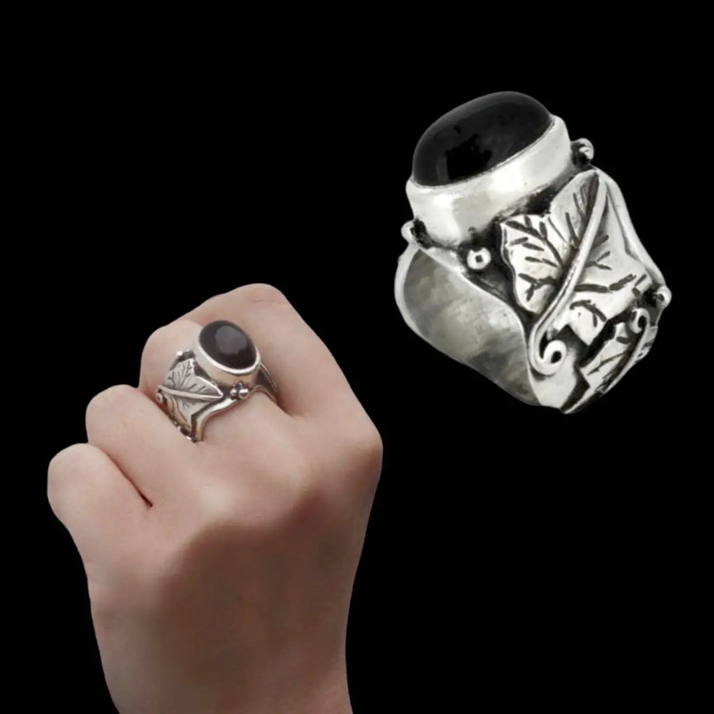 Ivy Leaf Ring Onyx Curiouser Collective