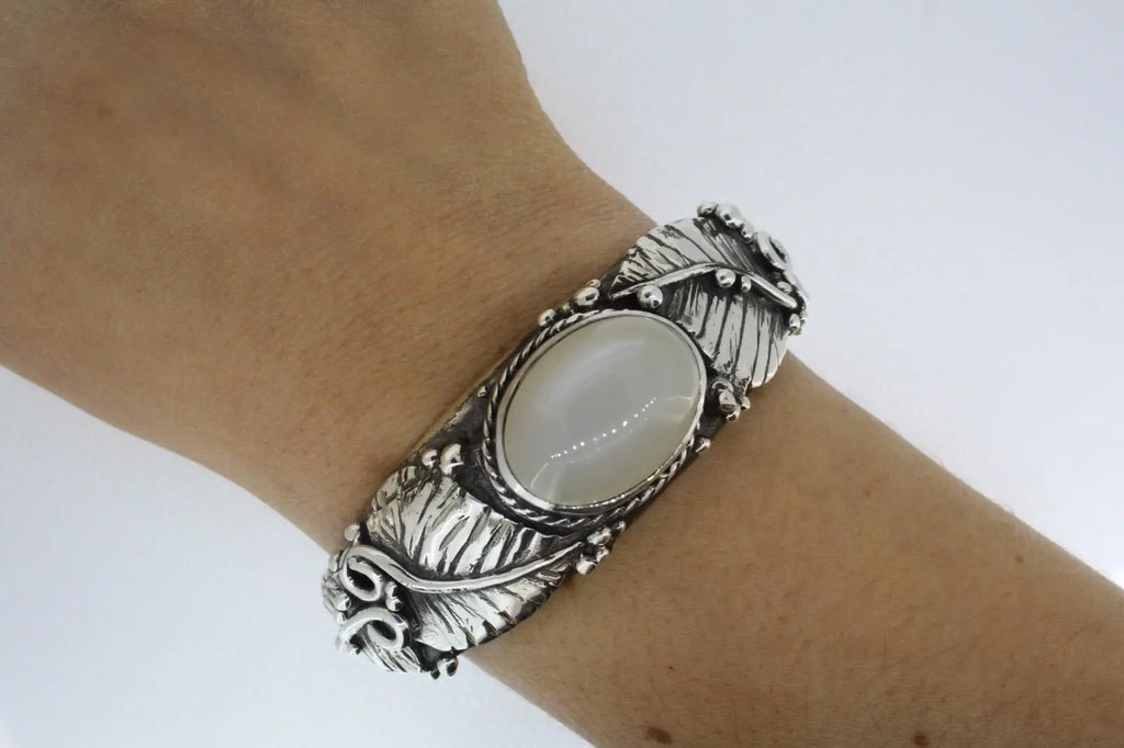 Moonstone Leaf Bangle Curiouser Collective