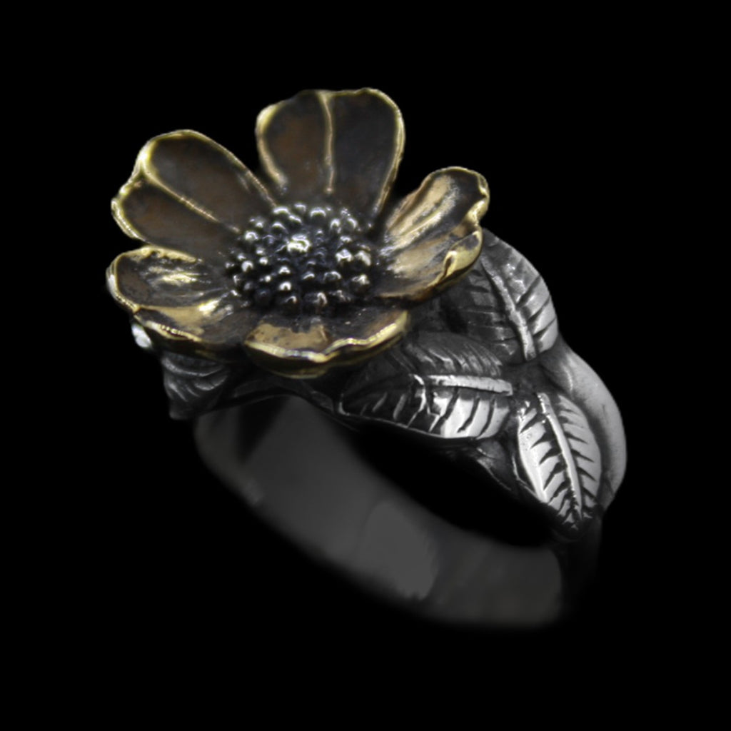 Poppy Ring - Gold Plated leafs. Curiouser Collective