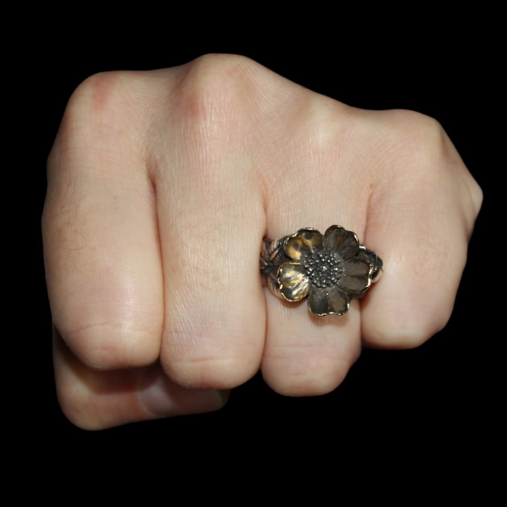 Poppy Ring - Gold Plated leafs. Curiouser Collective