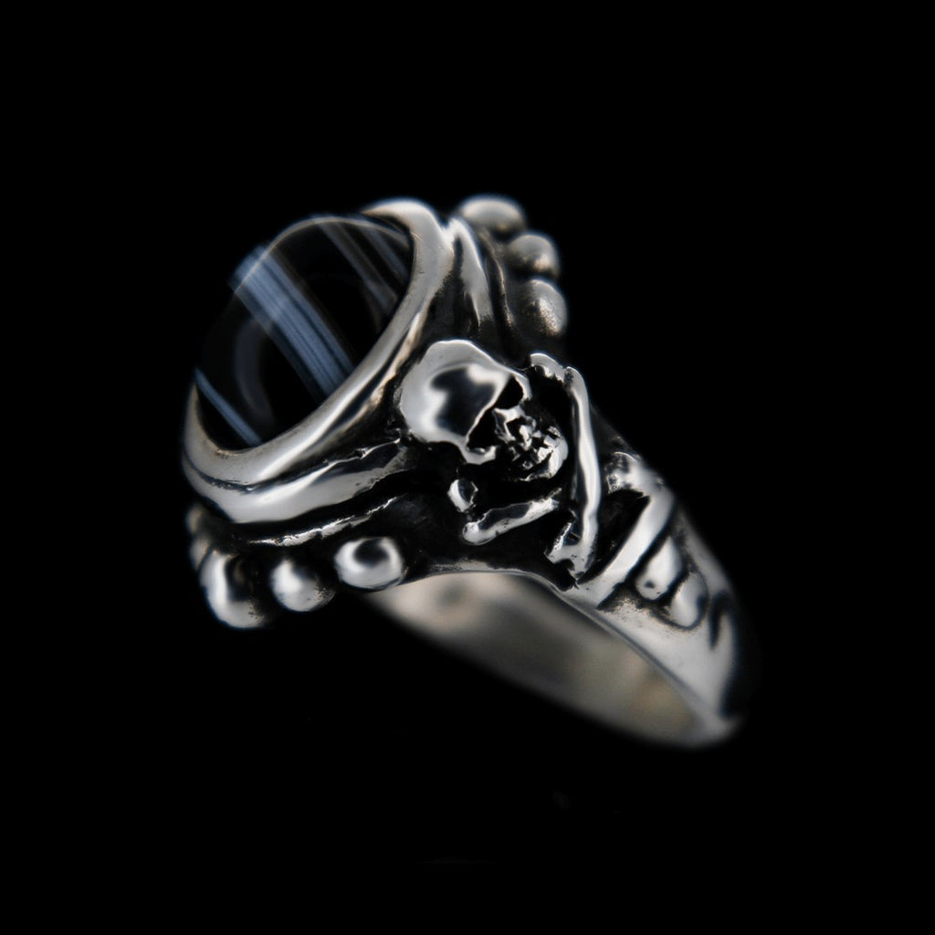 Skull & Cross Bone Ring - Victorian Onyx Curiouser Collective