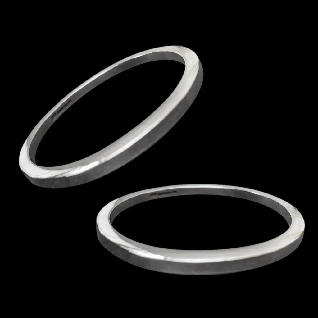 Thick Silver Bangle - edged Curiouser Collective