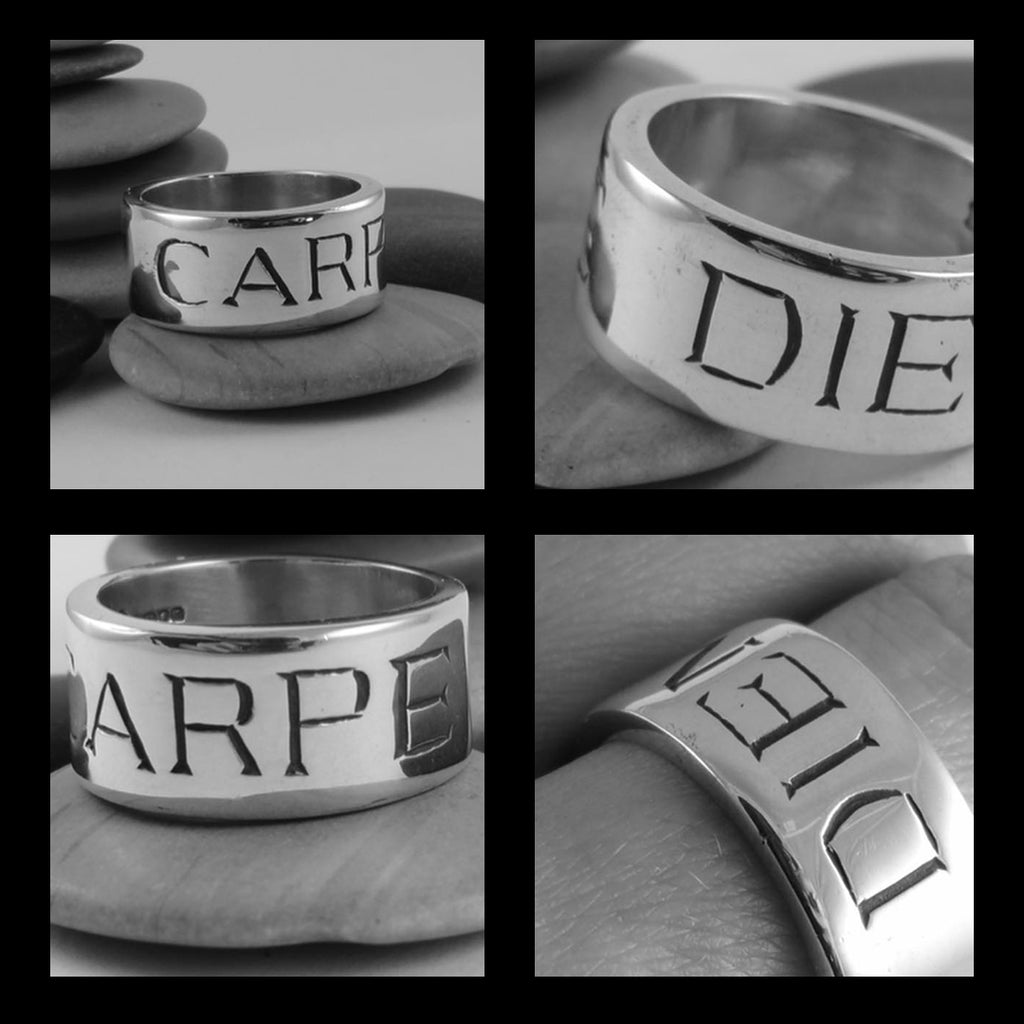 CARPE DIEM - Silver Thick Band Ring Curiouser Collective