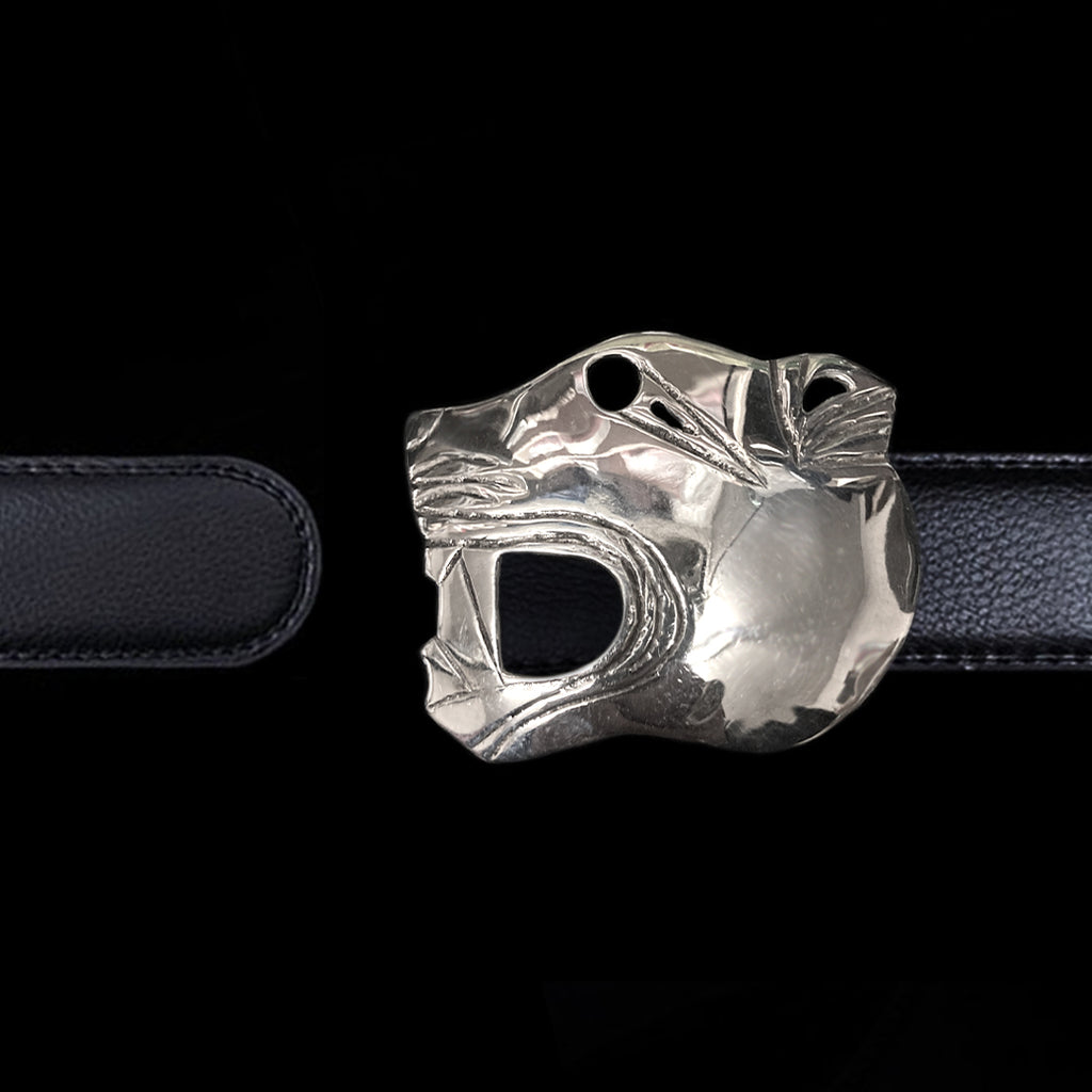 Lioness Silver Belt Buckle & leather Belt Curiouser & Curiouser