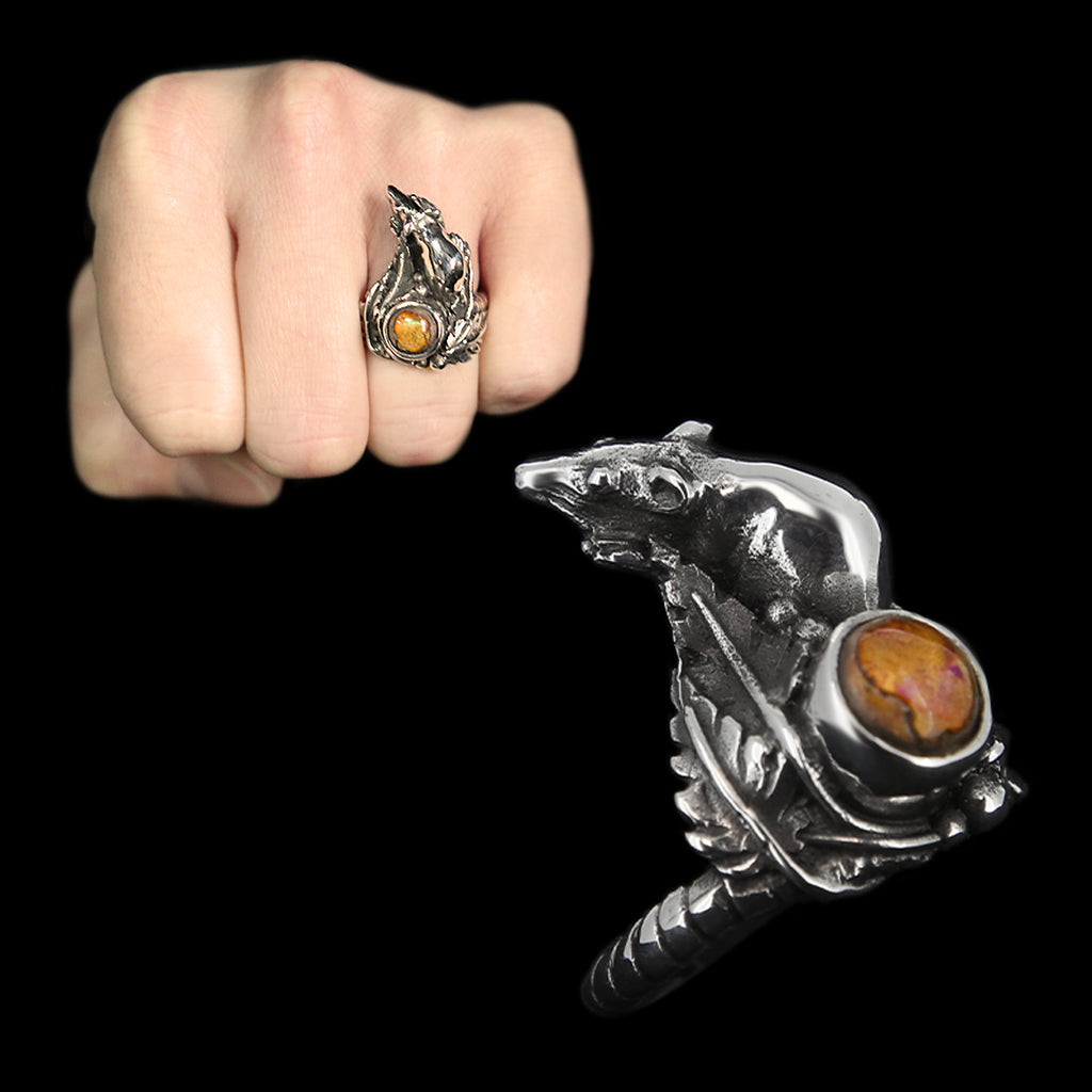 Rat Ring - Mexican Fire Opal Curiouser Collective